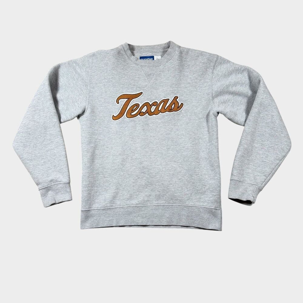 Texas Longhorns Gear For Sports Big Cotton Sweatshirt Gray Mens Medium Spellout